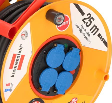 1206841 brennenstuhl 25m 4 Socket Type E - French Cable Reel Open Reel, 230 V, IP44