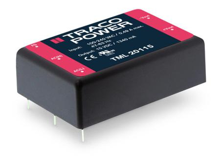 TML 20115 TRACOPOWER Switching Power Supply, , 15V dc, 1.34A, 20W, 1 Output, 100 → 375 V dc, 90 → 264 V ac