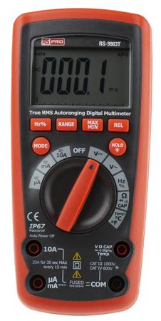 146-9097 RS Pro RS-9963T Handheld Digital Multimeter, 10A ac 1000V ac 10A dc 1000V dc