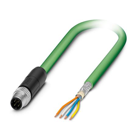 1423705 Phoenix Contact, 5m Cat5, Green M8 to Male Unterminated Shielded, Terminated PUR Sheath