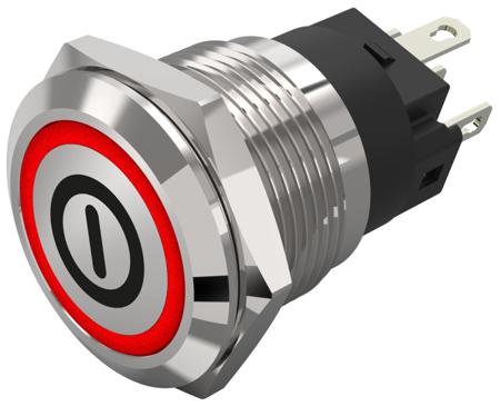 82-5151.2113.B001 EAO 82 Series Illuminated Illuminated Push Button Switch, Latching, Panel Mount, 19mm Cutout, SPDT, Red LED, 240V,