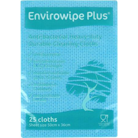 EWPF150B EcoTech Envirowipe Plus Blue Polyester, Viscose Rayon Cloths for Cleaning, Wet & Dry Use, Box of 150, 50 x 36cm, Repeat