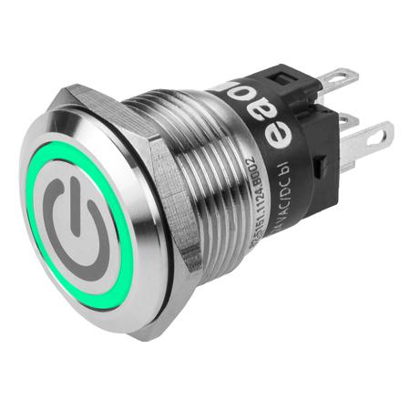 82-5151.1134.B002 EAO 82 Series Illuminated Push Button Switch, Momentary, Panel Mount, 19mm Cutout, SPDT, Green LED, 240V, IP65, IP67