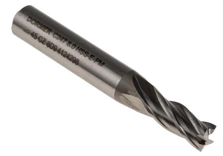 C2478.0 Dormer End Mill, 8mm Cutter, HSS, 10 mm Shank, 19mm Cut Length