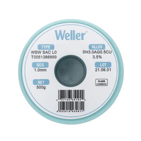 T0051386899 Weller Wire, 1mm Solder, 217 → 221°C Melting Point