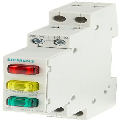 5TE5812-1 Siemens, 5TE5812, Panel Green, Red, Yellow LED Pilot Light, IP20, Rectangular, 12 → 60V ac