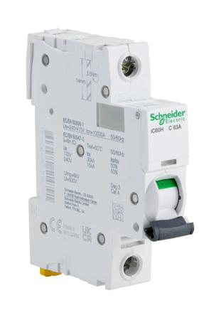 A9F54163 Schneider Electric Acti 9 iC60H MCB Mini Circuit Breaker 1P, 63 A, 10 KA, Curve C
