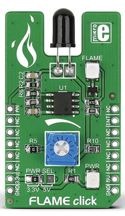 MIKROE-1820 MikroElektronika Flame Click Flame Sensor MikroBus Click Board for PT334-6B