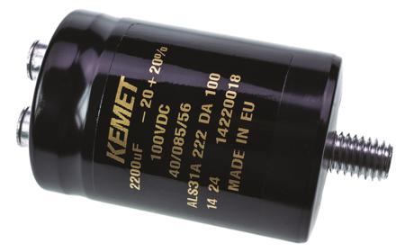 ALS31A222DA100 KEMET 2200μF Aluminium Electrolytic Capacitor 100V dc, Screw Terminal -