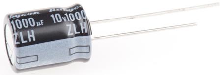 10ZLH1000MEFC10X12.5 Rubycon 1000μF Aluminium Electrolytic Capacitor 10V dc, Radial, Through Hole -