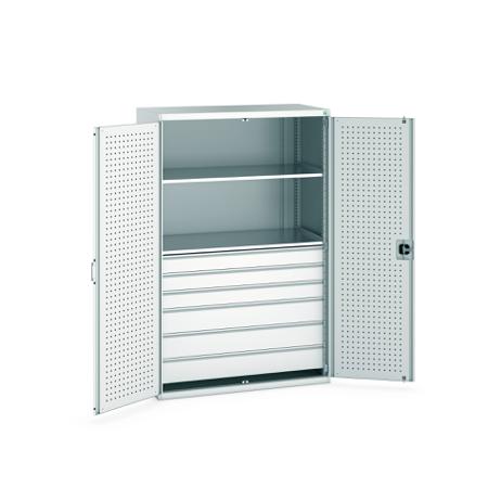 40022141-16V Bott 2 Door, 6 Drawer Sheet Steel Floor Standing Cupboard, 1300 X 650 X 2000mm