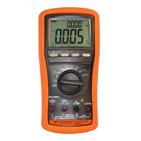 55500085 Tempo MM810 Handheld Digital Multimeter, True RMS, 10A ac Max, 6mA dc Max, 999.9V ac Max