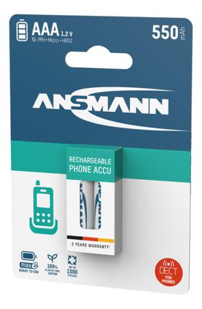 5035523 Ansmann NiMH AAA Rechargeable Battery, 550mAh