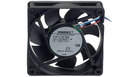 712F-2 ebm-papst Axial Fan, 12 V dc, dc Operation, 43m³/h, 1.7W, 140mA Max, 70 x 70 x 15mm