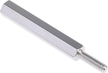 221-178 RS PRO Standoff, M3 x M3 Thread, 30mm Body, Brass, Male/Female, 10mm Stud
