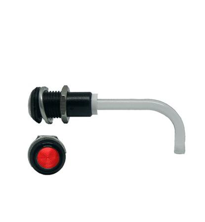 RHD-0700-2000-F9PZR67PR  Bivar, Panel Mount Right Angle LED Light Pipe, Red Round Lens
