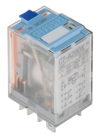 C7-A20DX/024VDC Turck Plug In Power Relay, 24V dc Coil, 10A Switching Current, DPDT