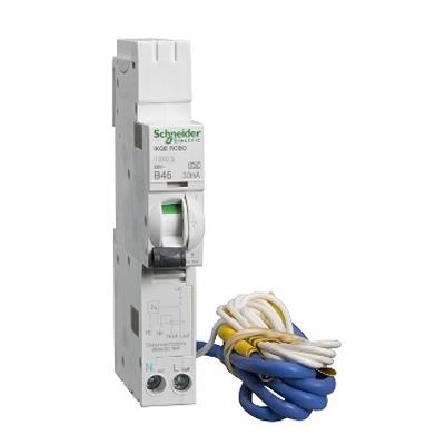 SEE145B03 Schneider Electric RCBO, 45A Current Rating, 1P+N Poles, 30mA Trip Sensitivity, Type B, Acti9 Range