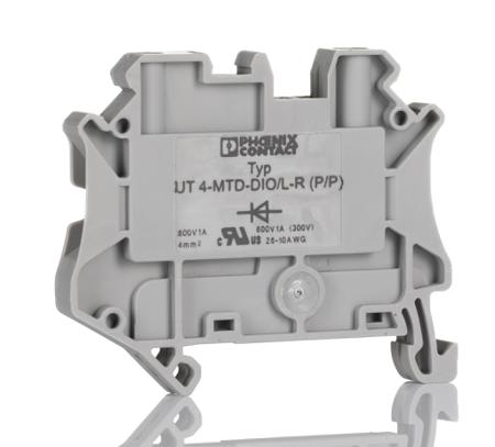 3046210 Phoenix Contact  UT 4-DIO/L-R Series Grey, 4mm², Single-Level, Screw Termination