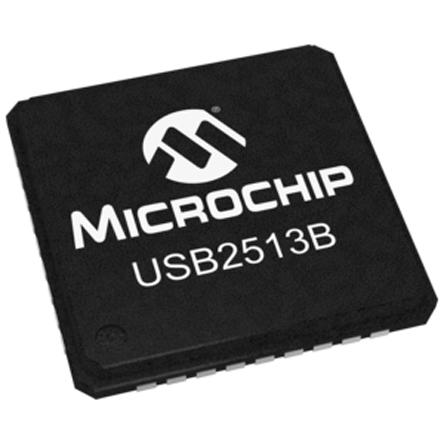 USB2513BI-AEZG Microchip , USB Controller, 480MBps, USB 2.0, 3.3 V, 36-Pin QFN