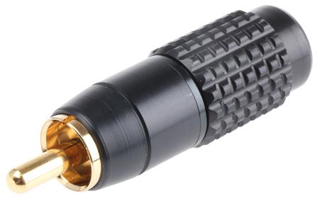 411-019 RS PRO Black Cable Mount RCA Plug, Gold