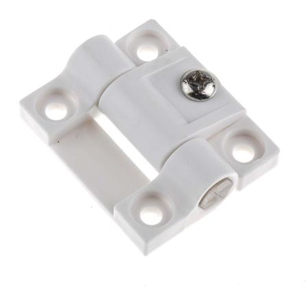 772-9638 RS Pro White Acetal Adjustable Hinge with a Fixed pin Screw, 43mm x 36.5mm x 6mm