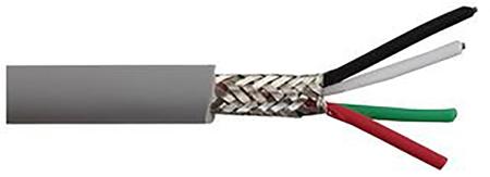 3304 SL005 Alpha Wire Alpha Essentials Communication & Control Control Cable, 4 Cores, 0.09 mm² 28 AWG, Screened, 30 m, Grey