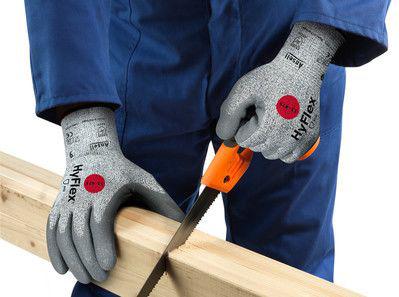 11425090 Ansell HyFlex 11-425 Grey Polyamide General Purpose Work Gloves, Size 9, Large, Aqua Polymer Coating