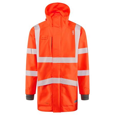 A04-O-LEO-6XL Leo Workwear CLOVELLY Orange Unisex Hi Vis Jacket, XXXXXXL