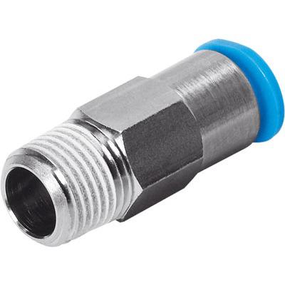 QSK-3-8-1-2-U Festo QSK Series Push-in Fitting, NPT 3/8 Male to 1/2 in, Threaded-to-Tube Connection Style, 190717