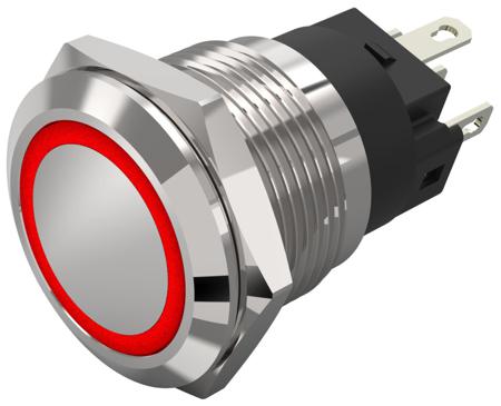82-5551.2114 EAO 82 Series Illuminated Illuminated Push Button Switch, Latching, Panel Mount, 19mm Cutout, SPDT, Red LED, 240V,