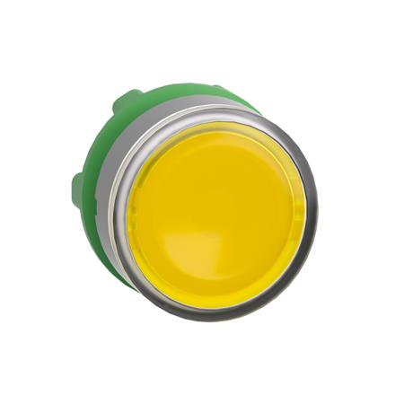ZB5AW383C0 Schneider Electric Harmony XB5 Series Yellow Illuminated Spring Return Push Button Head, 22mm Cutout, IP66, IP67