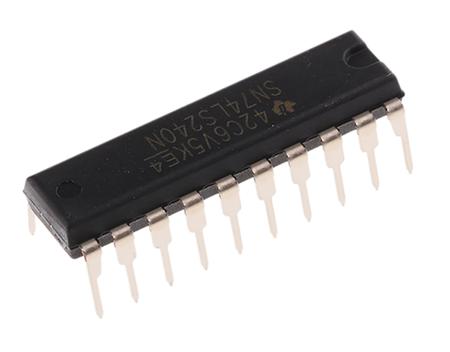SN74LS240N Texas Instruments  Octal-Channel Buffer & Line Driver, 3-State, Inverting, 20-Pin PDIP