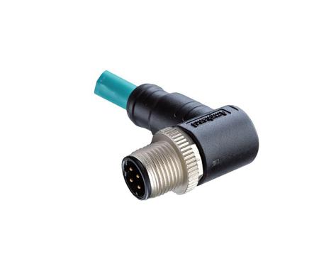 MSDS-04BMMM-SR8E02 Amphenol Industrial Right Angle Male 4 way M12 to Pigtail Connector & Cable, 2m
