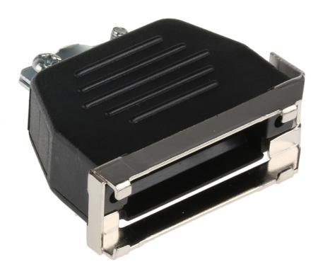 MHED-DS15S-K MH Connectors MHED Series Thermoplastic Angled, Straight D Sub Backshell, 15 Way, Strain Relief