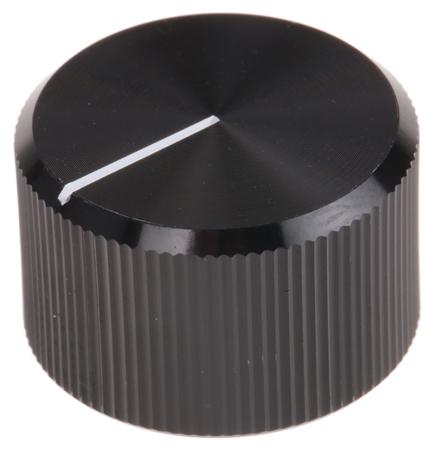 465-9858 RS PRO 20mm Black Potentiometer Knob for 6.4mm Shaft Splined