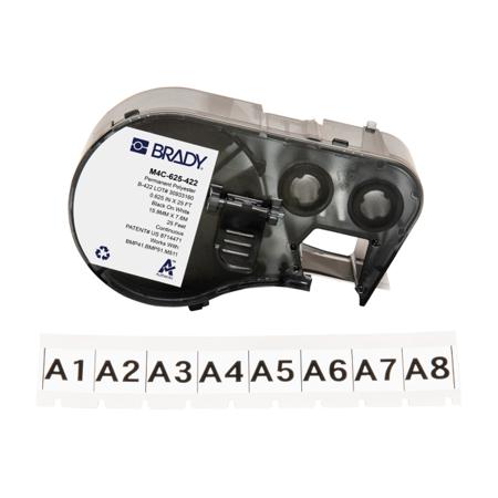 M4C-625-422 Brady B-422 on Black on White Label, 15.88 mm Width