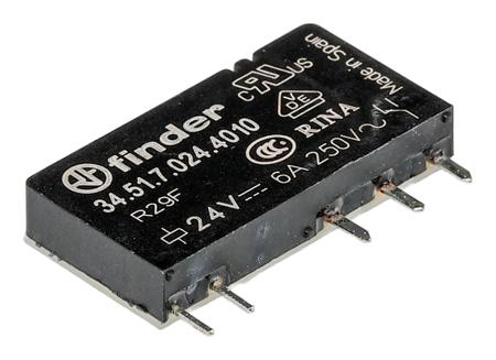 34-51-7-024-4010 Finder, 24V Coil Non-Latching Relay SPDT, 6A Switching Current DIN Rail,  Single Pole, 345170244010