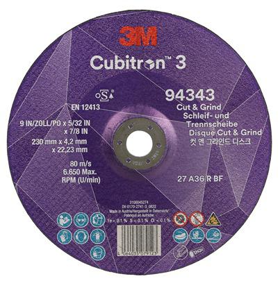 7100303971 3M 94343 Ceramic Cutting Disc, 230mm x 4.2mm Thick, 36+ Grade, 10 in pack