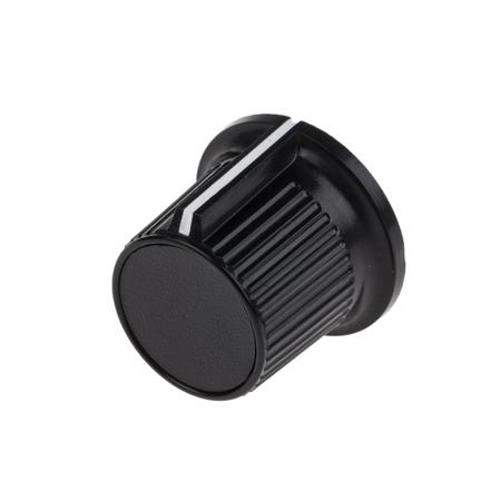 259-6979 RS PRO 21mm Black Potentiometer Knob for 6.35mm Shaft Splined