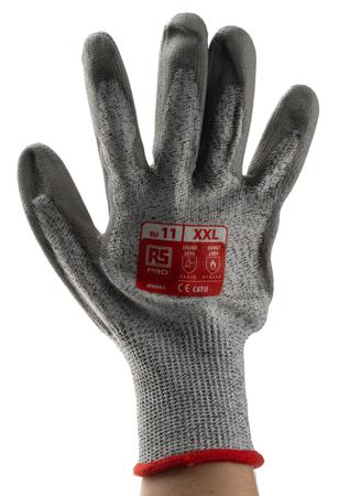 184-6012 RS PRO HPPE/Nylon/Glass Polyurethane-Coated Reusable Gloves, Grey, Cut Resistant, General Purpose