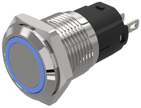 82-4551.0124 EAO 82 Series Blue Indicator, 24V ac/dc, 16mm Mounting Hole Size, Solder Tab Termination, IP65, IP67