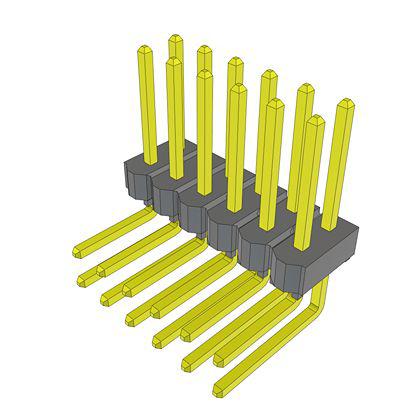 TSW-106-16-G-D-RA Samtec TSW Series Vertical Through Hole PCB Header, 12 Contact(s), 2.54mm Pitch, 2 Row(s), Unshrouded