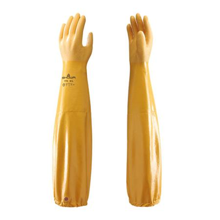 SHO7724 Showa 772 Yellow Cotton Chemical Resistant Work Gloves, Size XL, Nitrile Coating