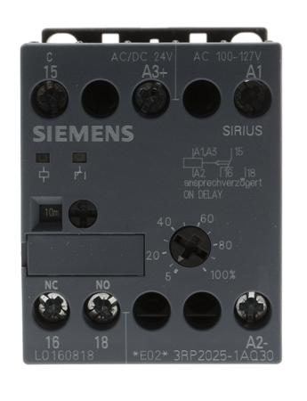 3RP2025-1AQ30 Siemens DIN Rail Mount Timer Relay, 100 → 127 V ac, 24V ac/dc, 1-Contact, 0.05 → 100 h, 0.05 → 100