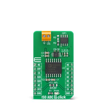MIKROE-4166 MikroElektronika , ISO ADC 2 Click 12-bit ADC Add On Board for AD7091R for AD7091R
