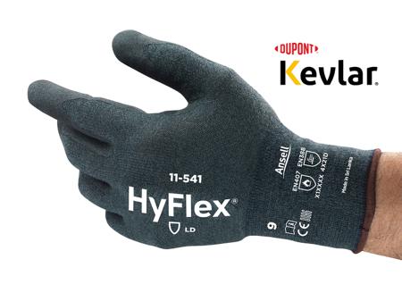 11541070 Ansell HyFlex 11-541 Grey Kevlar, Spandex, Stainless Steel Abrasion Resistant, Cut Resistant Gloves, Size 7, Foam