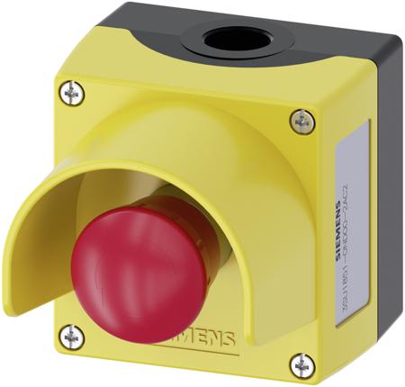 3SU1851-0ND00-2AC2 Siemens SIRIUS ACT 3SU18 Series Twist Release Emergency Stop Push Button, Panel Mount, 22mm Cutout, 1NO + 2NC, IP66,