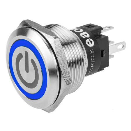 82-6151.1123.B002 EAO 82 Series Illuminated Push Button Switch, Momentary, Panel Mount, 22.3mm Cutout, SPDT, Blue LED, 240V, IP65, IP67