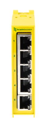 SW-505 Brainboxes DIN Rail Mount Industrial Ethernet Switch, 5 RJ45 Ports